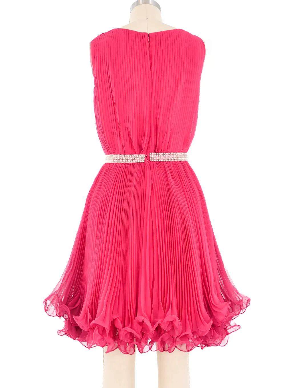 1970s Pink Pleat Mini Dress