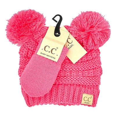 Baby C.C Double Pom Mitten Set Beanie