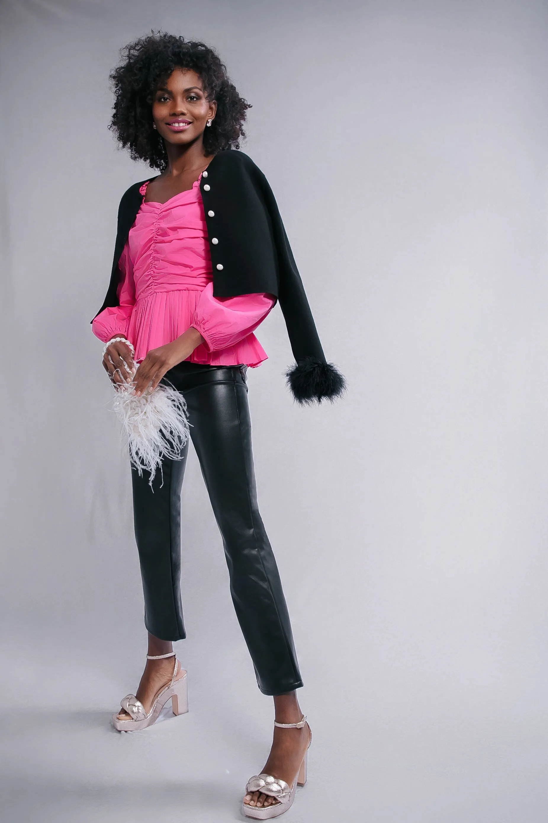 Black Faux Leather High Waisted Rider Ankle
