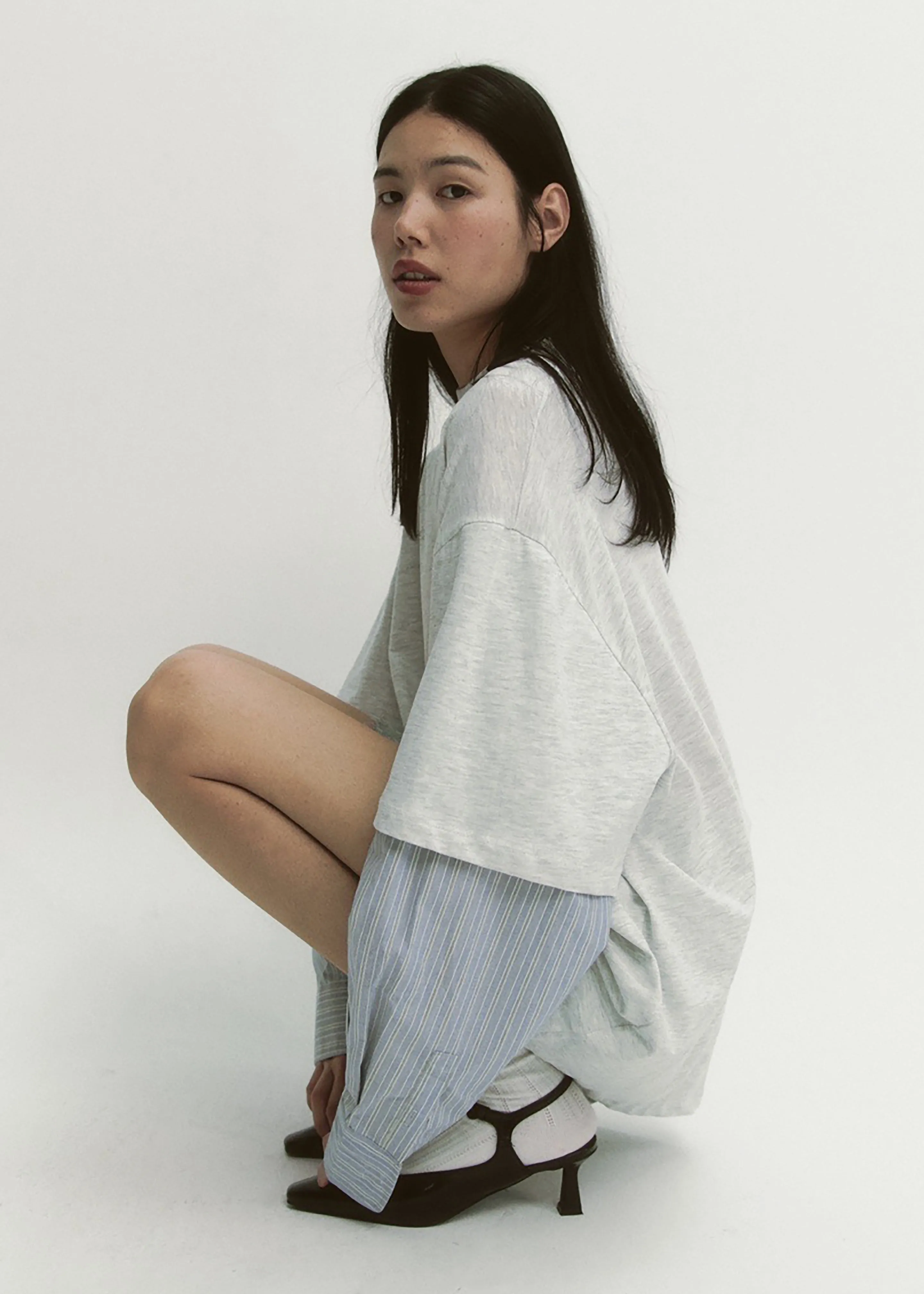 Bryton Layered Tee - Light Grey/Blue