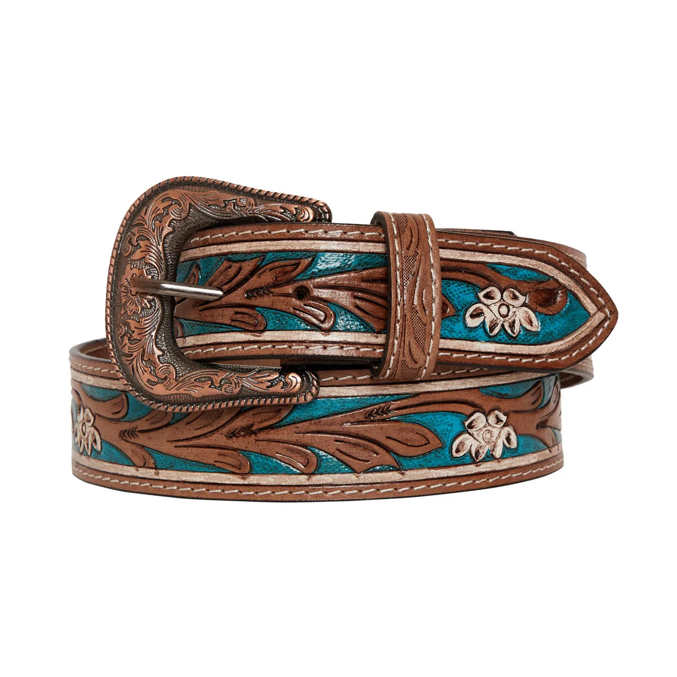 Cobalt Sea Hand-Tooled  Leather Belt