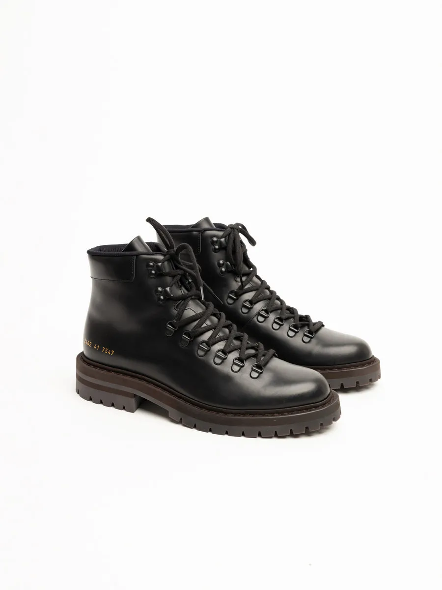 Common Projects Black Lace-Up Leather Ankle Boots