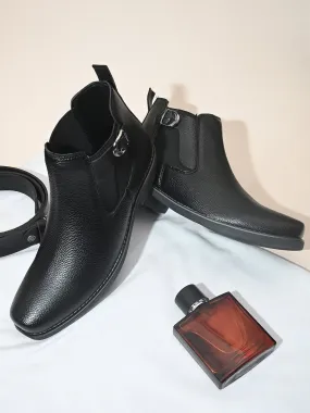Fentacia Men Black Mid-Top Chelsea Boots
