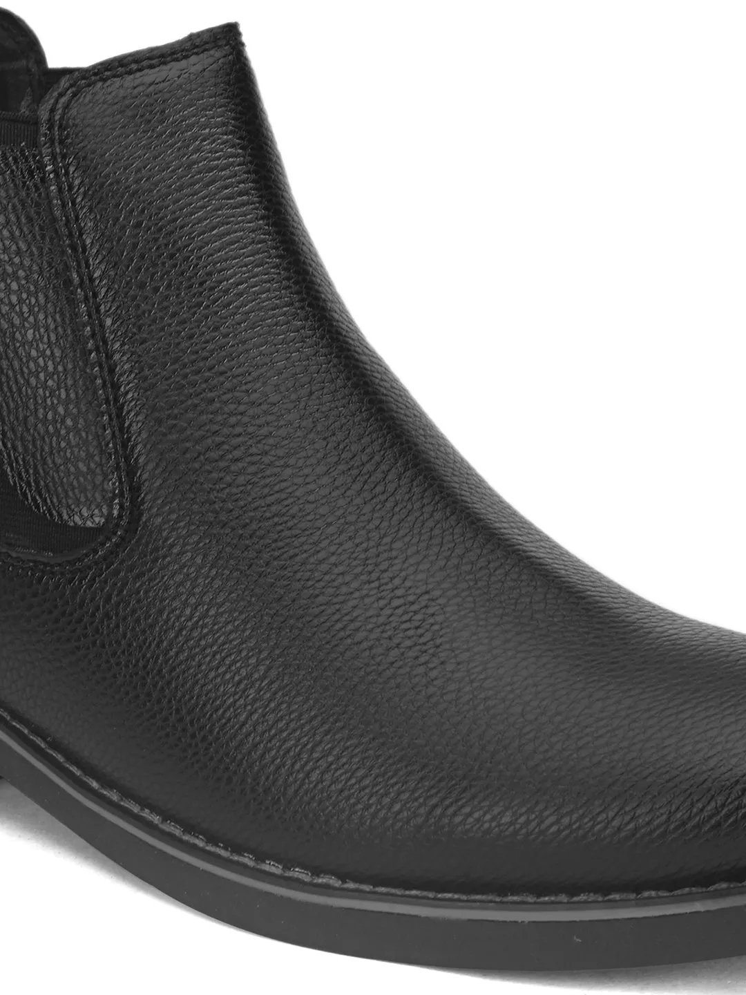 Fentacia Men Black Mid-Top Chelsea Boots