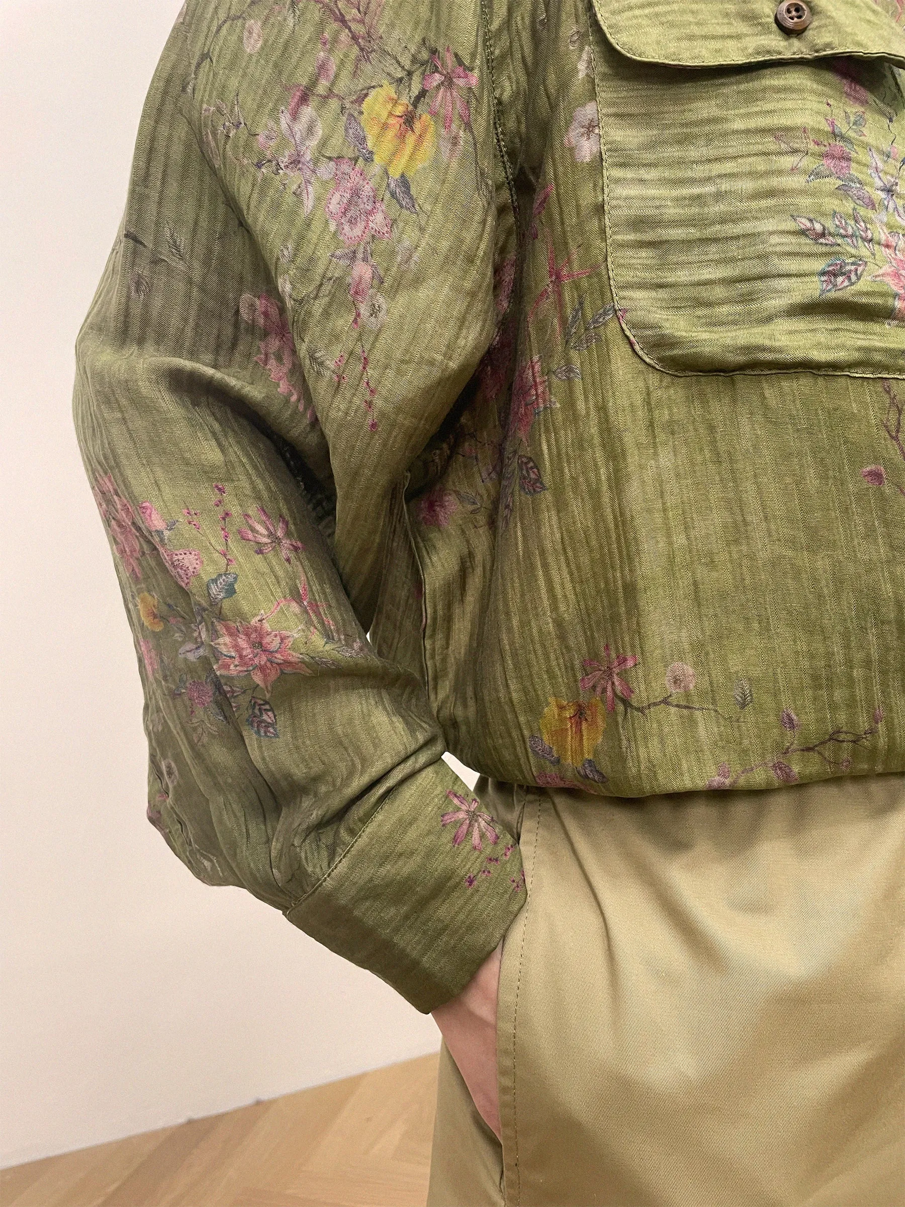 Floral Moss LS Camp Shirt