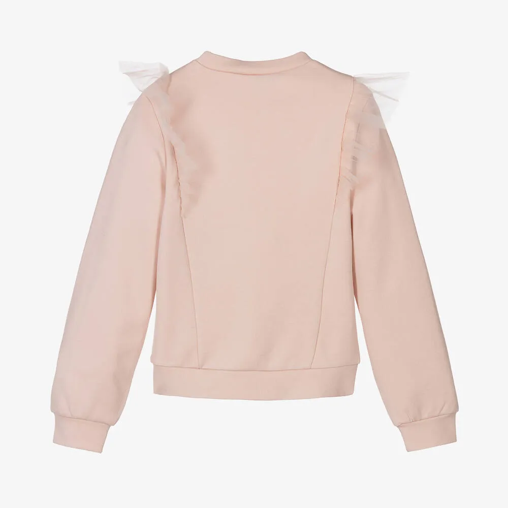 Girls Pink Tulle Sweatshirt