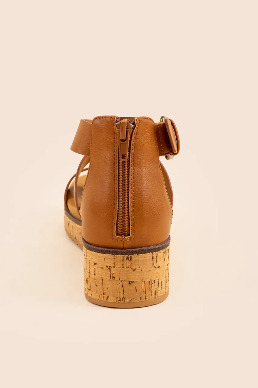 kensie Pamelia Banded Platform Sandals in Cognac