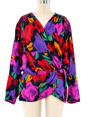 Louis Feraud Printed Wrap Top
