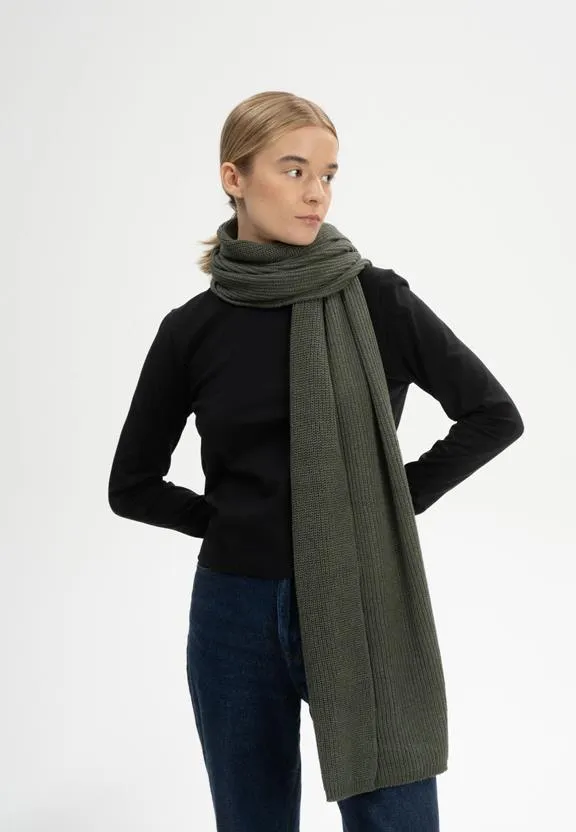 MELA Rib Knit Scarf Nagna Green Melange