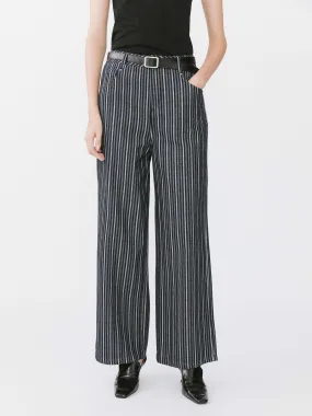 Pinstriped Wide Leg Cropped Jeans