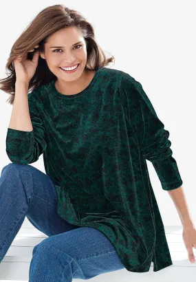 Plush Velour Tunic Sweatshirt