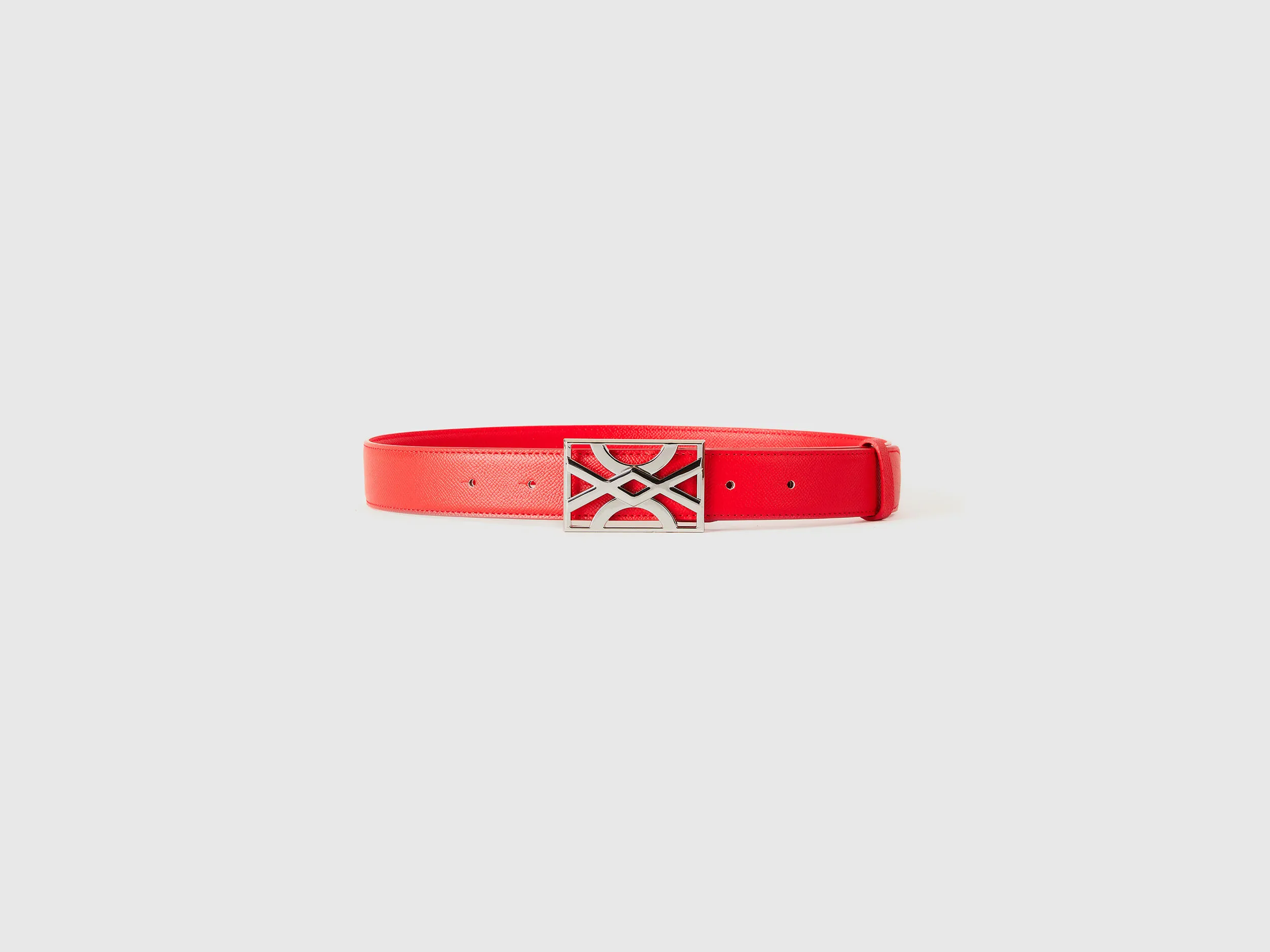 Red belt with logoed buckle - Red | Benetton