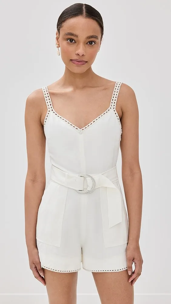 SIMKHAI   Holloway V Neck Romper With Belt 