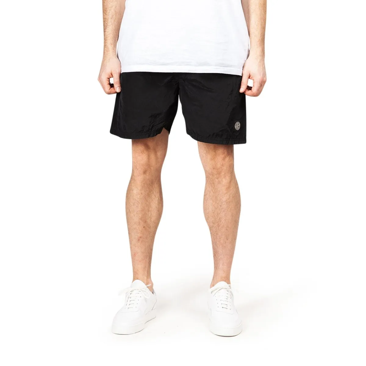 Stone Island Nylon Metal Patch Swim Shorts (Black) 