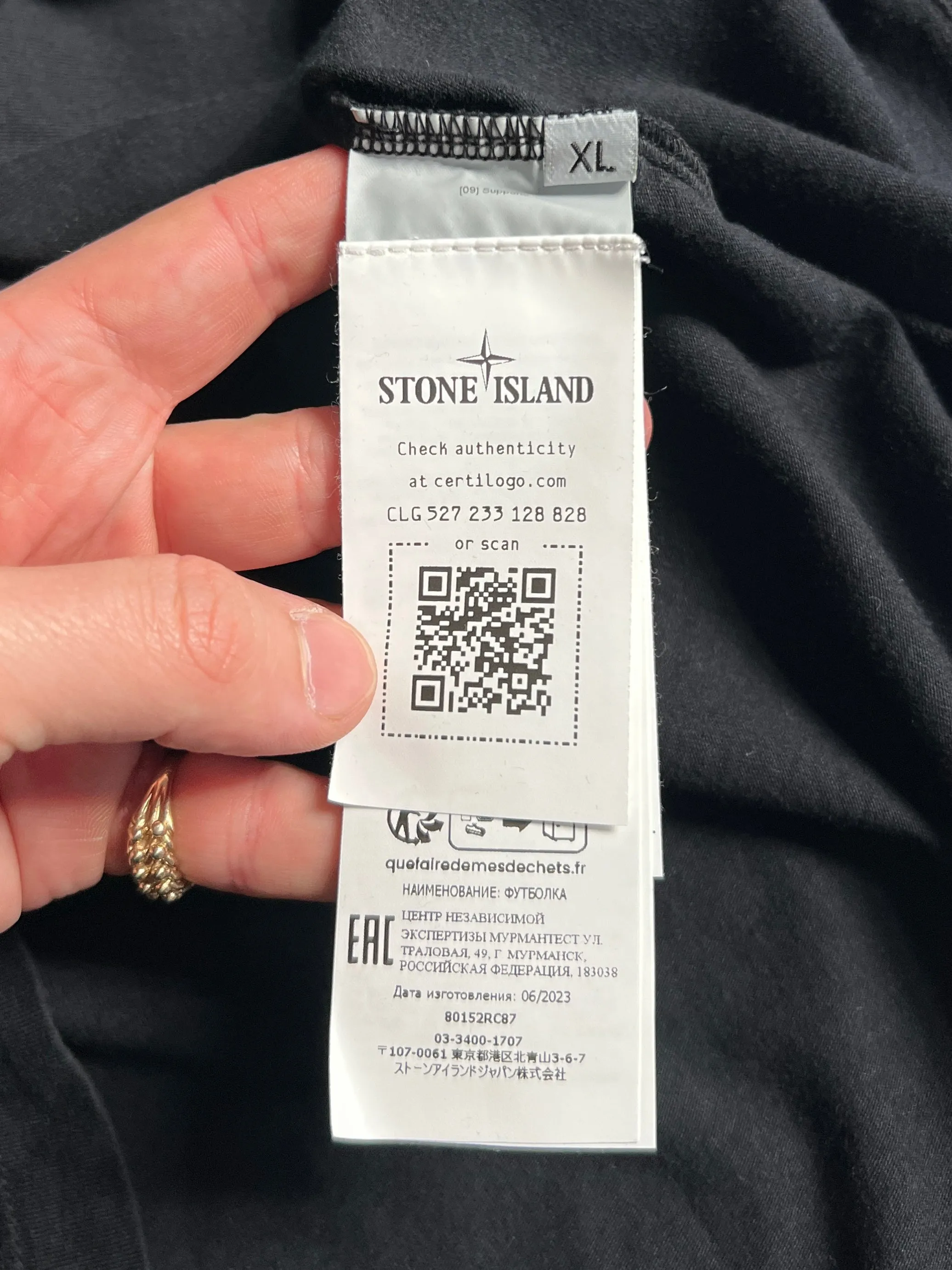 Stone Island Reflective Compass Logo T Shirt (XL)
