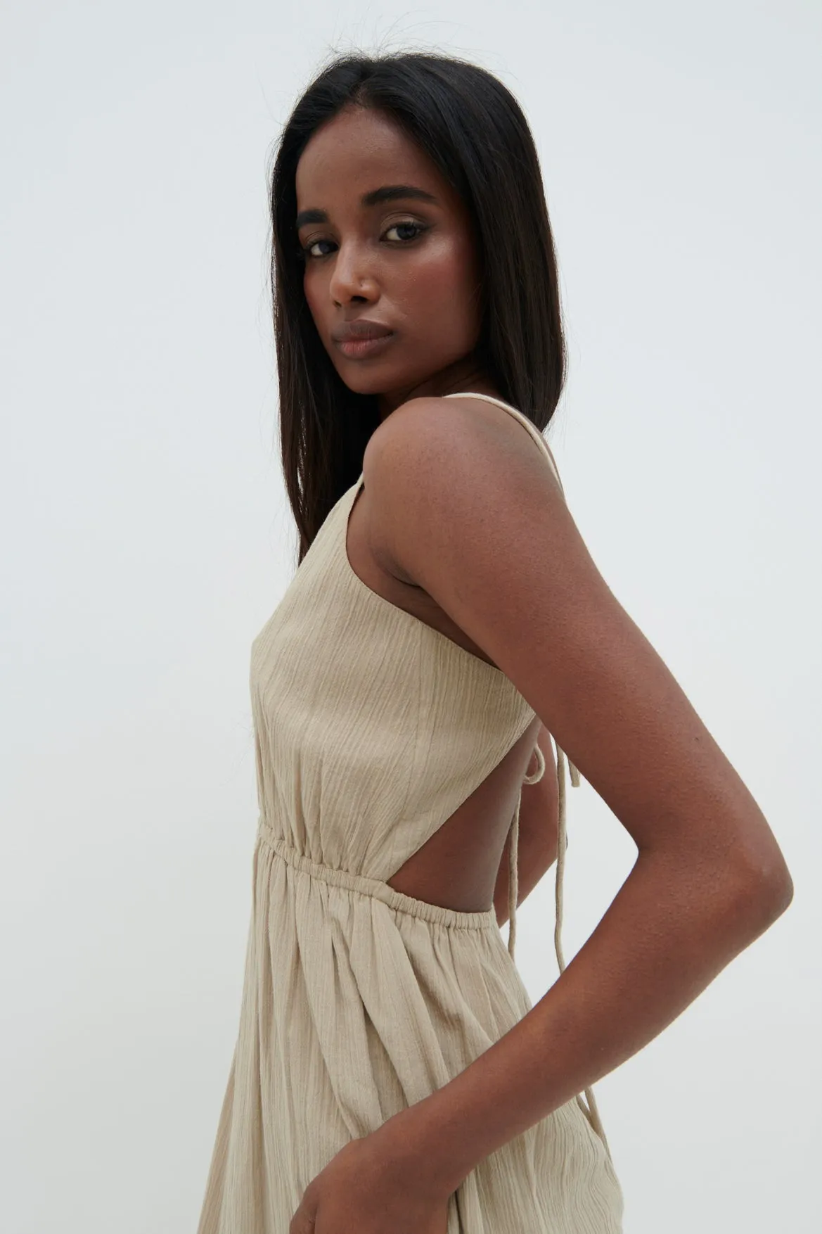 Talia Cut Out Midaxi Dress - Stone