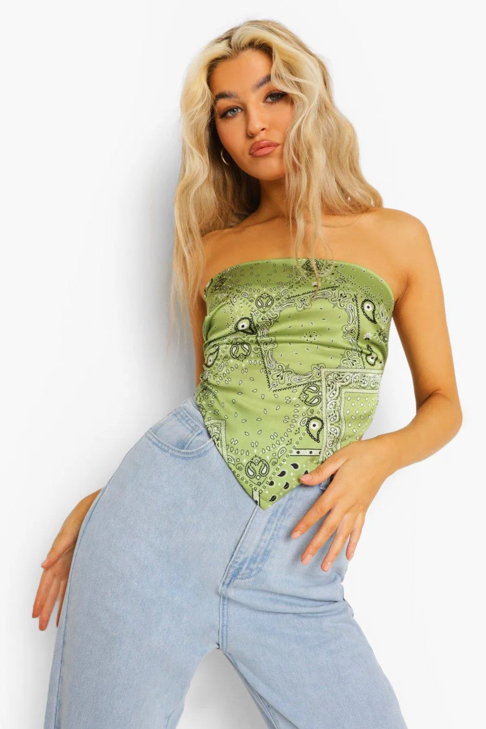 Tall Tile Print Tie Back Scarf Top