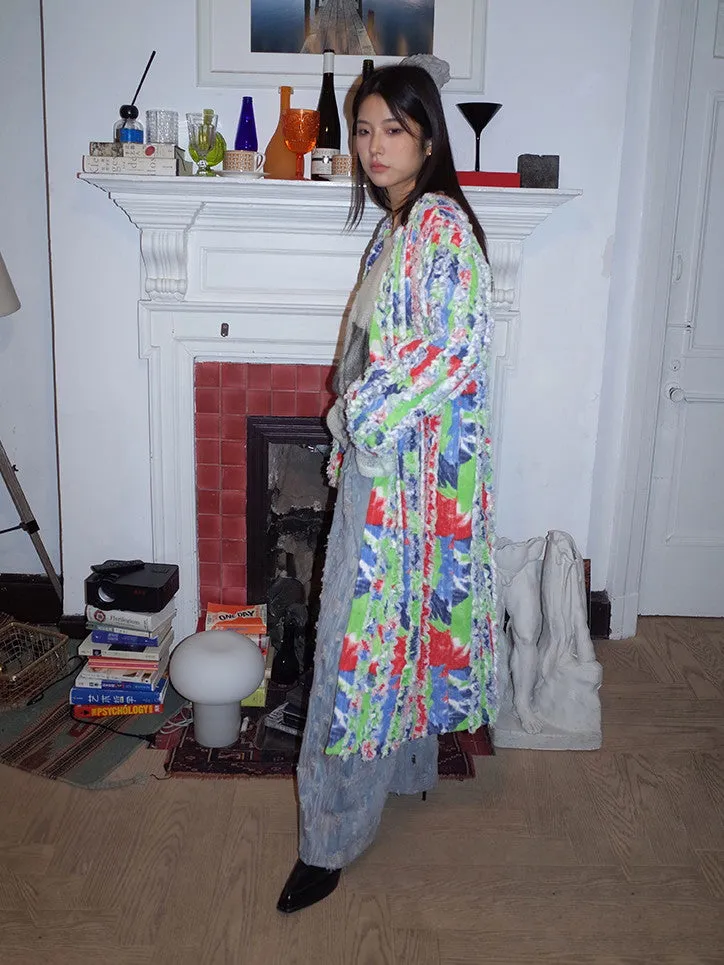 Thick Colorful Stripe V-Neck Nichi Long-Cardigan